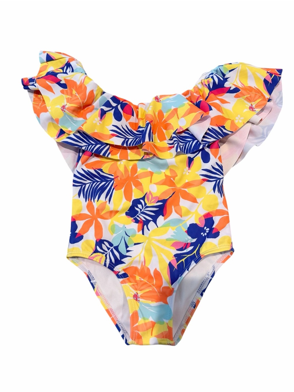 NWOT Janie and Jack Yellow Floral Ruffle One-Piece Swimsuit